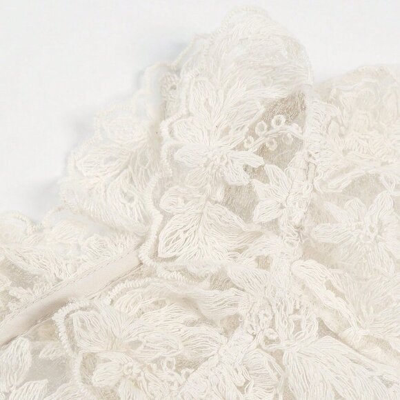 Apricot Casual Women's Elegant  Lace Sheer long sleeve Blouse - Picture 7 of 9